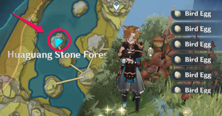 Genshin - Bird Egg - Best Farming Location - Huaguang Stone Forest