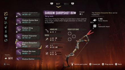 HZD Shadow Sharpshot Bow