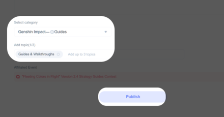 Genshin - Set the right category then hit publish