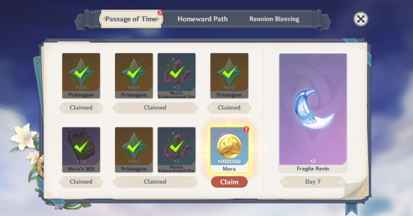 Genshin - Adjusted Rewards for Stellar Reunion