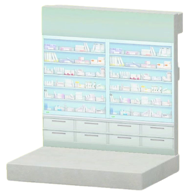 ACNH - Pharmacy-Shelving Wall Image
