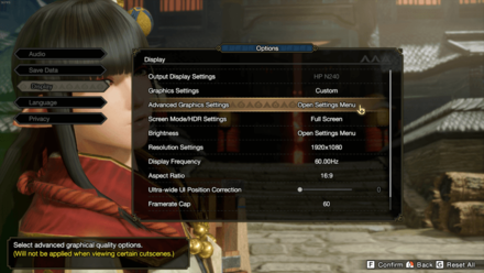 MH Rise - PC Advanced Graphics Settings Title Menu Step 3