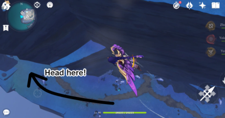 Genshin - Glide towards the second stacked platform