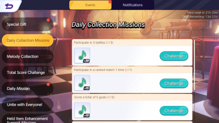 Pokemon UNITE - Daily Collection Missions (Melody Collection).png