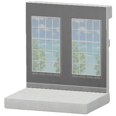 ACNH - Black Window-Panel Wall Image