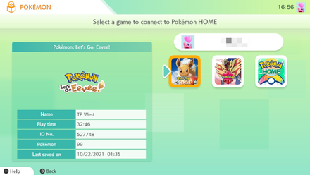 Pokemon HOME Select Save File