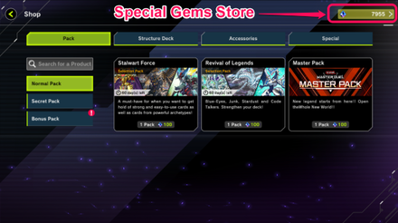 Yu-Gi-Oh Master Duel - Special Gems Shop Menu