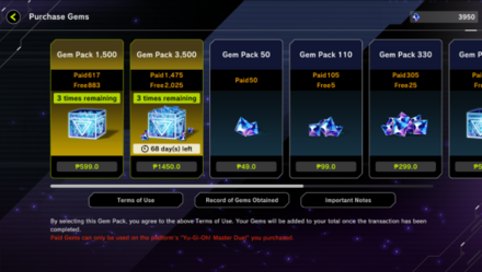 Yu-Gi-Oh Master Duel - Purchase Gems