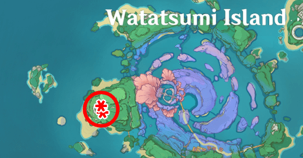 Genshin - Sunset Loach Map Location - Watatsumi Island