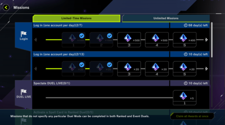 YGO Master Duel - Missions Screen