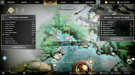 God of War Island of Light treasure map