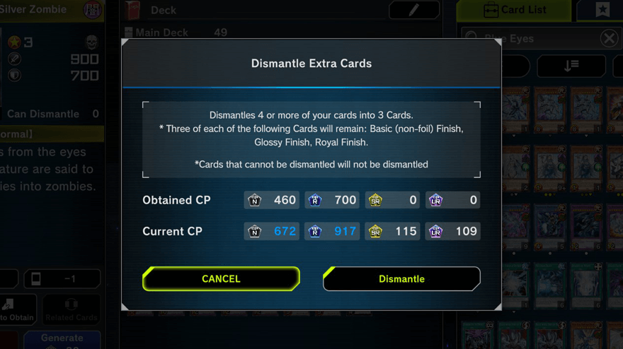 Dismantle Extra Cards
