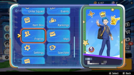 Pokemon UNITE - How to Check Friendship Level - Go to Friends in Main Menu