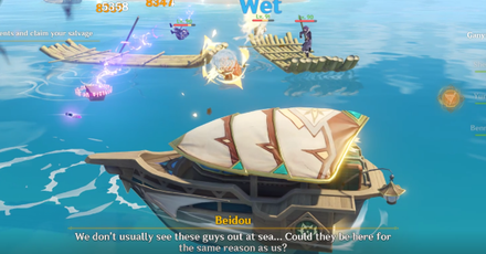 Genshin - Petal-Lit Ships for the Moon - Use the Waverider to Defeat Treasure Hoarders