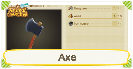 Animal Crossing: New Horizons (ACNH) - Axe DIY Tool