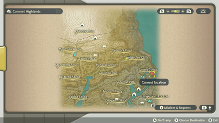 Pokemon Legends Arceus - Iron Barktongue East of Mountain Camp Map Location