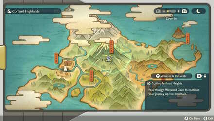 Legends Arceus travelling to Coronet Highlands