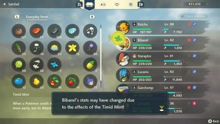 Pokemon Legends Arceus - Use the Mint on the Selected Pokemon