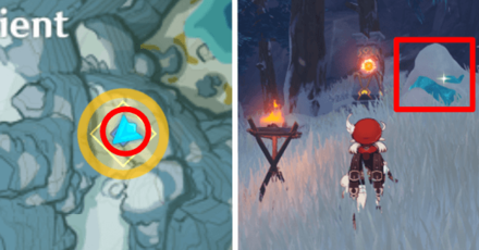 Genshin - Location of Kichiboushi as an Ice Pile on Day 1