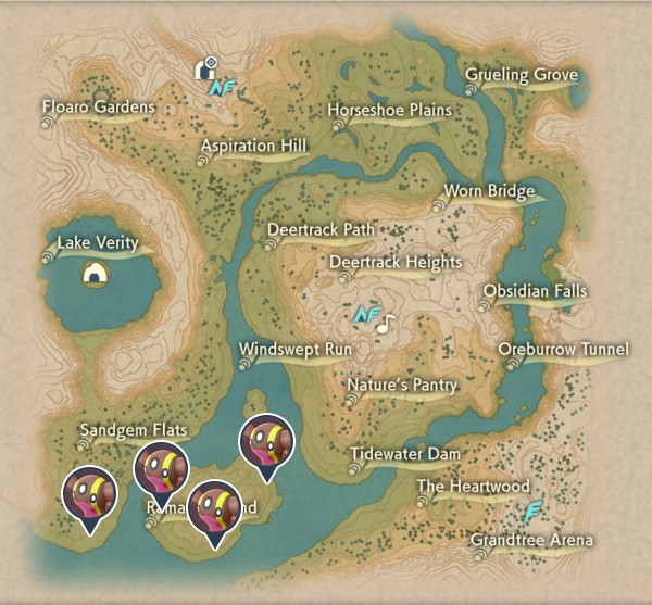 Gastrodon Obsidian Fieldlands Map Locations