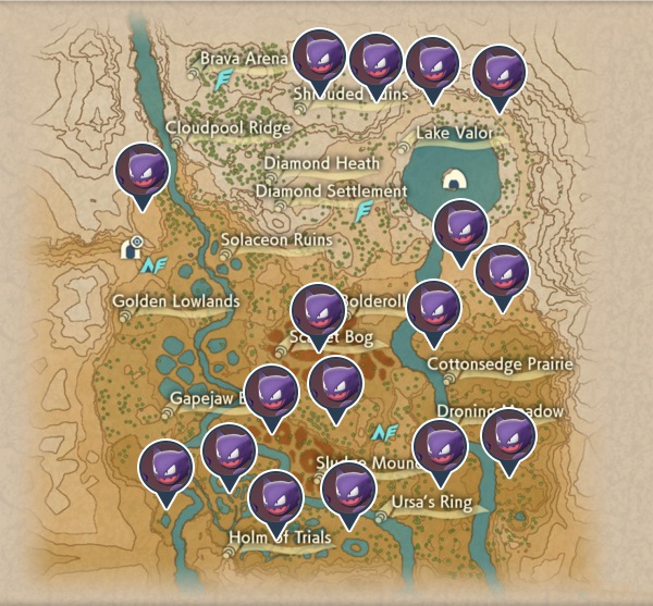 Haunter Crimson Mirelands Map Locations