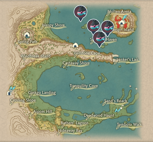 Finneon Cobalt Coastlands Map Locations