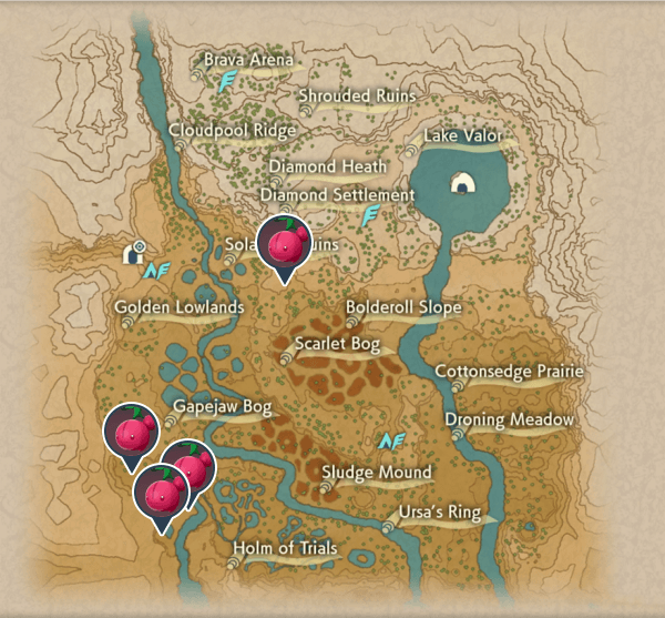 Cherubi Crimson Mirelands Map Locations