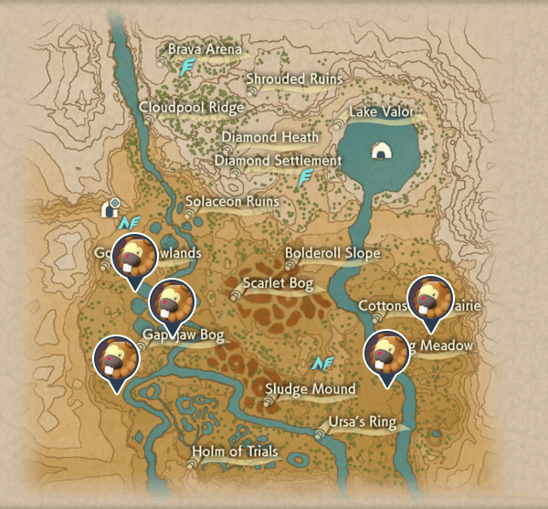 Bidoof Crimson Mirelands Map Locations