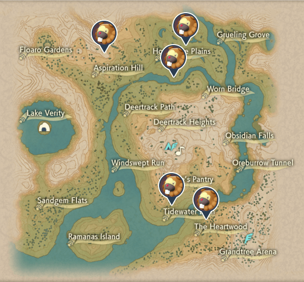 Bidoof Obsidian Fieldlands Map Locations