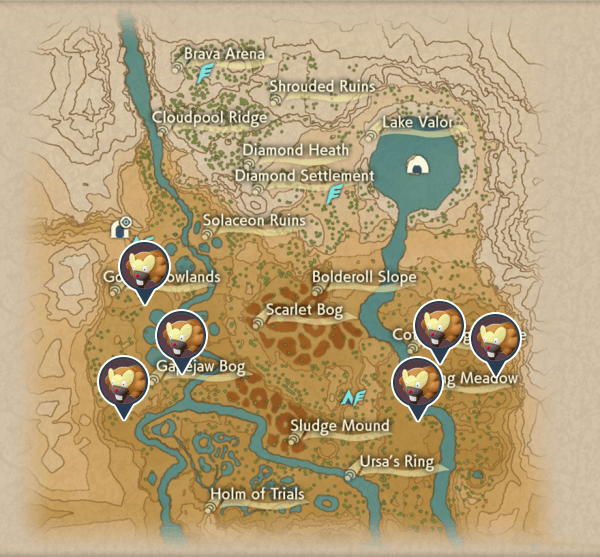Bibarel Crimson Mirelands Map Locations