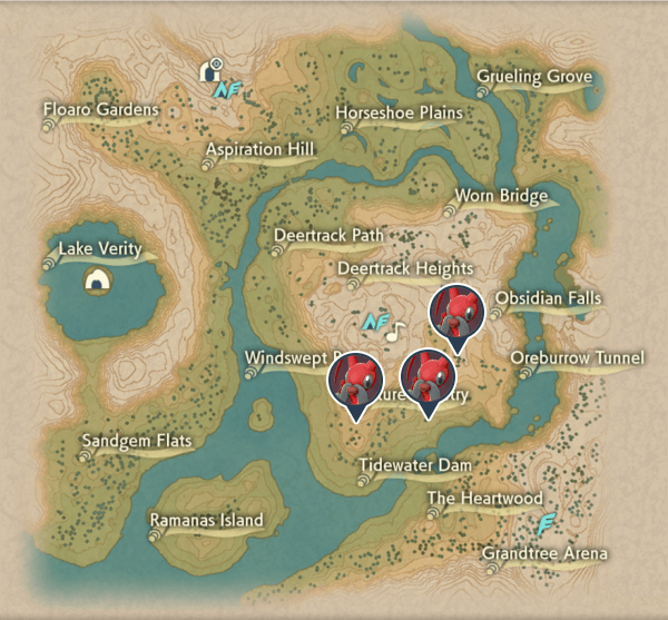 Kricketune Obsidian Fieldlands Map Locations