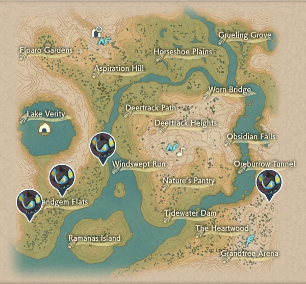 Luxio Obsidian Fieldlands Map Locations