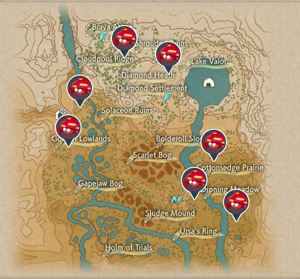 Parasect Crimson Mirelands Map Locations