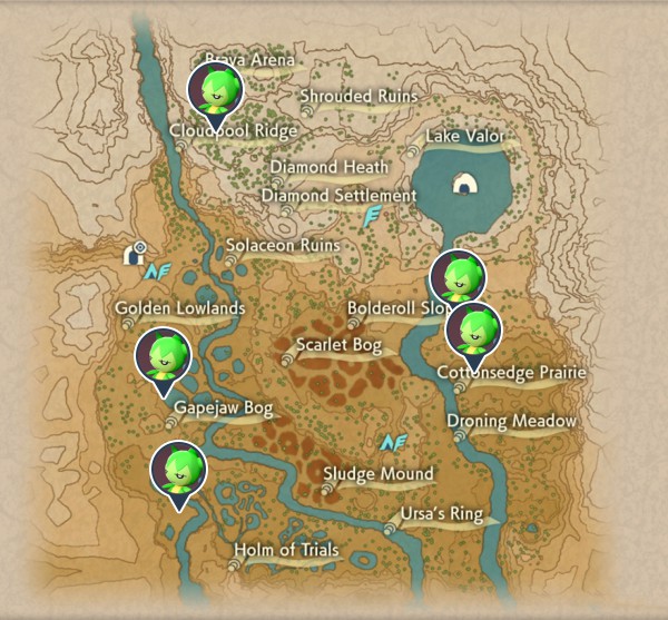 Roselia Crimson Mirelands Map Locations