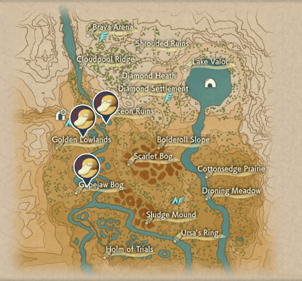 Psyduck Crimson Mirelands Map Locations