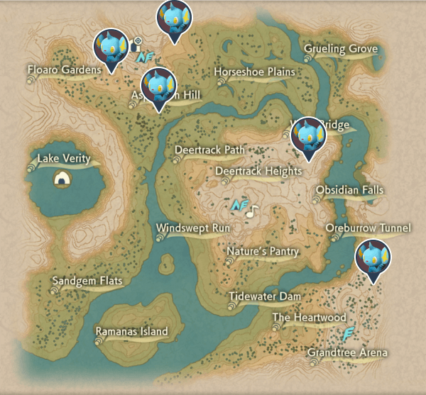 Shinx Obsidian Fieldlands Map Locations