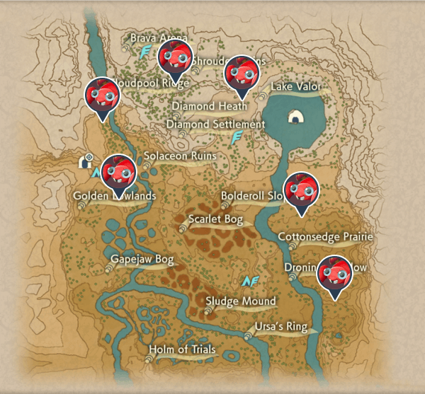 Paras Crimson Mirelands Map Locations