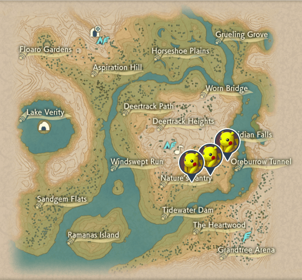 Pikachu Obsidian Fieldlands Map Locations