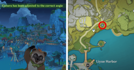 Genshin - Eight Locales Day 3 - Take a picture of Liyue Harbor with Kichiboushi