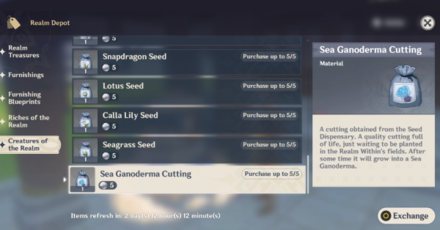 Genshin - Where to Buy Sea Ganoderma Cuttings