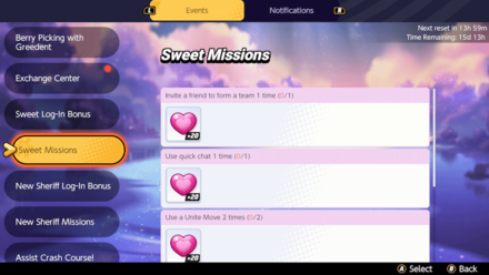 Pokemon UNITE - Sweet Missions Screen