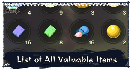 Pokemon Legends Arceus - List of All Valuable Items