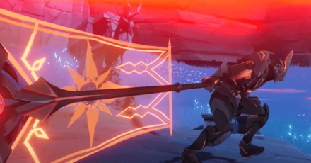 Genshin - Shadowy Husk Standard Bearer Attacking with a banner