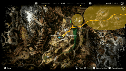 Horizon Forbidden West - A Dash of Courage Map