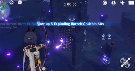 Genshin - Light Realm Core Evernight Ruins - Blow up All The Barrels