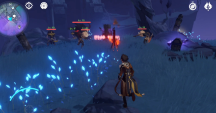 Genshin - Light Realm Core Evernight Ruins - Electro Monument with Hilichurls