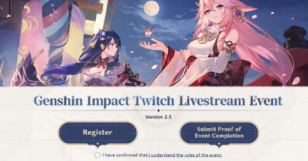 Genshin - Version 2.5 Register and Submit Proof of Event Completion