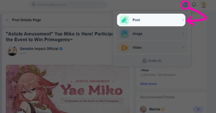Genshin - Click on the Post Button