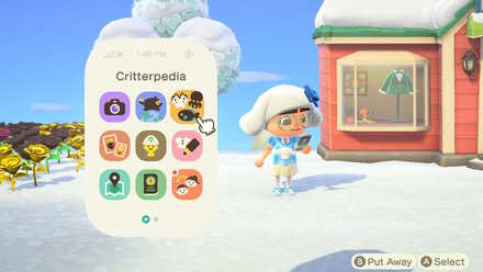 ACNH - A resident opens critterpedia using their nookphone