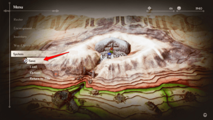 Triangle Strategy - World Map Save Menu